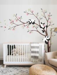 Panda Bears With Tree Wall Decal Nursery & Kids Room Decor - thumbnail 3