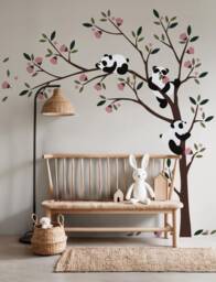 Panda Bears With Tree Wall Decal Nursery & Kids Room Decor