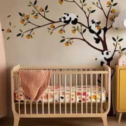 Panda Bears With Tree Wall Decal Nursery & Kids Room Decor - thumbnail 2