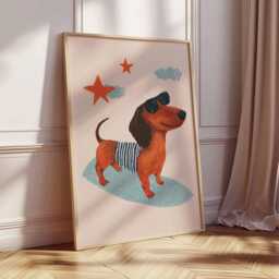 Dachshund Poster, Dog Wall Art, Sausage Print, Cute Pet Decor, Puppy Lover Gift, Posters - thumbnail 2