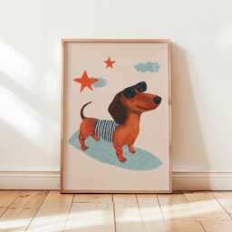 Dachshund Poster, Dog Wall Art, Sausage Print, Cute Pet Decor, Puppy Lover Gift, Posters - thumbnail 1