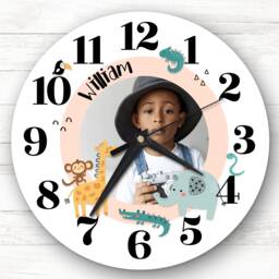 Safari Jungle Animals Photo Frame Personalised Gift Clock - thumbnail 1