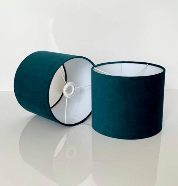 New Hq Modern Teal Soft Velvet Table & Ceiling Lamp Shade Pendant Multi Sizes & Drum, Hexagon, Rounded Square, Tapered - image 1