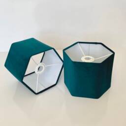 New Hq Modern Teal Soft Velvet Table & Ceiling Lamp Shade Pendant Multi Sizes & Drum, Hexagon, Rounded Square, Tapered - thumbnail 2