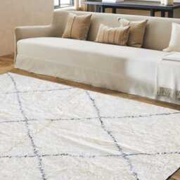 Authentic White & Black Moroccan Rug, Shag Custom Made Carpet, Large Area Berber Rug - thumbnail 3