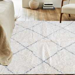 Authentic White & Black Moroccan Rug, Shag Custom Made Carpet, Large Area Berber Rug - thumbnail 4