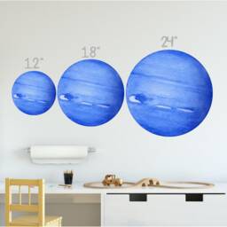 Planet Neptune Watercolor Wall Decal Sticker Solar System Mural Outer Space Art Removable Peel & Stick Fabric - thumbnail 2
