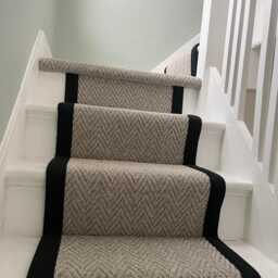 Stitched Taped Edge Stair Runner Chevron Light Beige - thumbnail 2