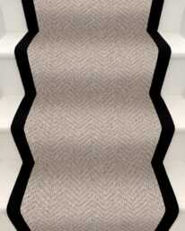 Stitched Taped Edge Stair Runner Chevron Light Beige