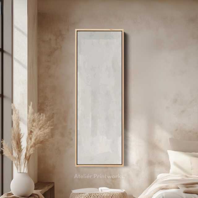 Vertical Long Narrow Grey Minimalist Abstract Wall Art For Hallway Or Office, Slim Portrait Canvas Neutral Decor Contemporary Homes - image 1