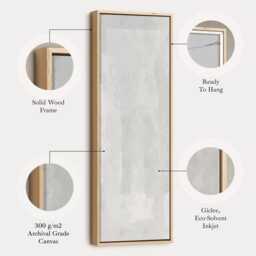 Vertical Long Narrow Grey Minimalist Abstract Wall Art For Hallway Or Office, Slim Portrait Canvas Neutral Decor Contemporary Homes - thumbnail 2