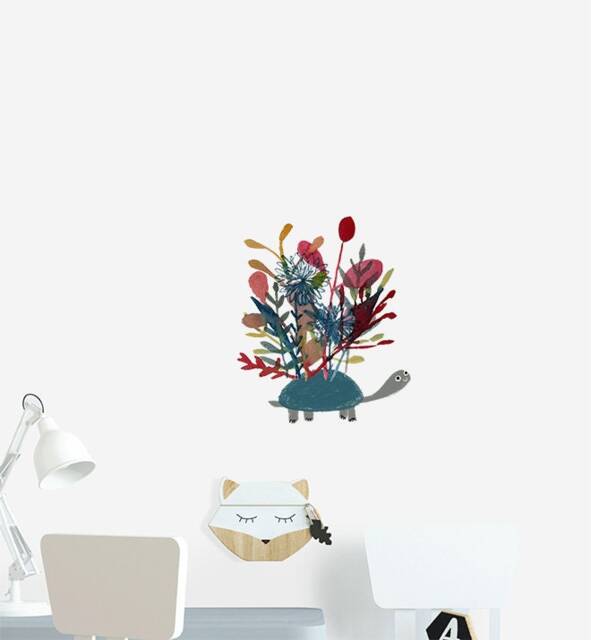 Turtle With Shell Forest Wall Sticker Decal - Kids Stickers, Animals Childrens Decals, Art, Room