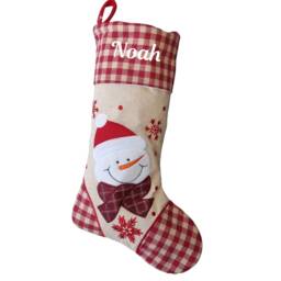 Personalised Christmas Stocking Red & Cream Santa Reindeer Snowman Designs Baby Boot Sock Nordic Traditional Style Decoration - thumbnail 3