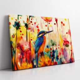 Colorful Kingfisher Abstract Bird Oil Painting Splatter Pet Animal Wall Art Framed Canvas Poster Print Home Living Room Decor Gift Idea - thumbnail 2