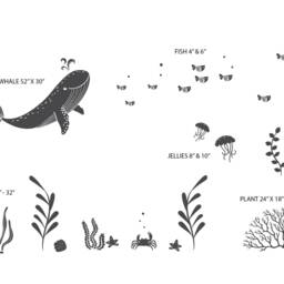 Under The Sea Room Decal 05, Ocean Theme Room, Whale Decal, Nursery Wall Stickers, Fish, Octopus, Modern Decor - thumbnail 2