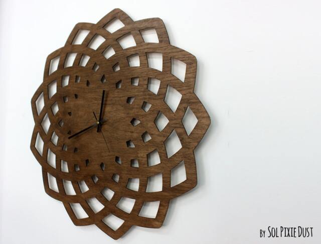 Huge Wooden Geometrical Star Silhouette - Wall Clock - image 1