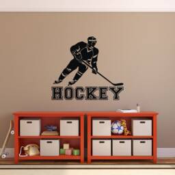 Ice Hockey Wall Decal - Boy Room Sports Decor Teen Bedroom Vinyl Sticker Q127 - thumbnail 3