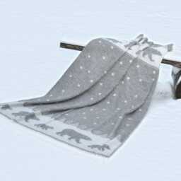 Moon Wool Throw - Polar Bear Grey Blanket With Stars Fully Reversible Cozy Gift - thumbnail 3
