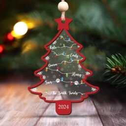 Custom Family Christmas Tree Ornament 2025, Names Wooden Ornament, Gifts, Large Gift, Grandparent Gift - thumbnail 3