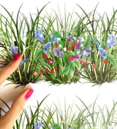 Wall Decals Grass With Strawberry, Home D??cor, Kitchen Decal Border, Decor, For Tiles Walls Furniture - thumbnail 1