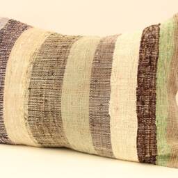 Handmade Kilim Lumbar Pillow Cover Turkish Wool Throw - 16x24 4Kaf-7 - thumbnail 3
