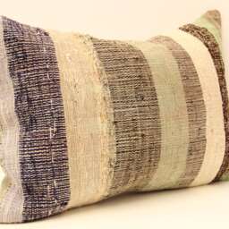 Handmade Kilim Lumbar Pillow Cover Turkish Wool Throw - 16x24 4Kaf-7 - thumbnail 2