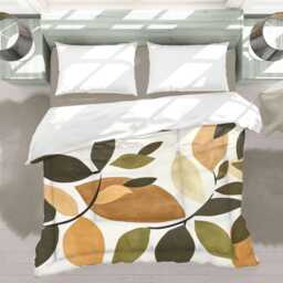 Earth Tone Abstract Boho Leaves Comforter, Botanical Farmhouse Bedding, Rustic Biophilic Home, Brown Beige Green Bedroom Decor #173 - thumbnail 3