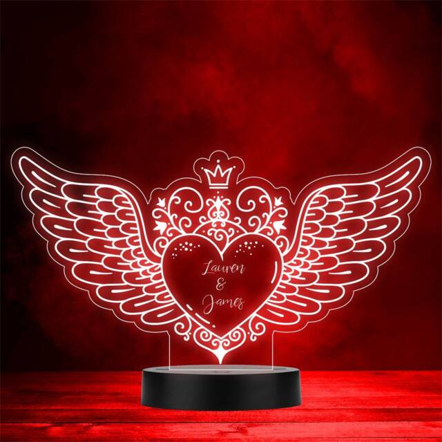 With Wings Crown Angel Valentine's Day Personalised Gift Colour Night Light - image 1