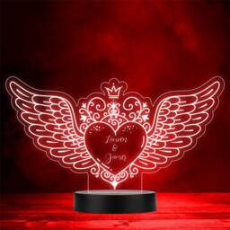 With Wings Crown Angel Valentine's Day Personalised Gift Colour Night Light - thumbnail 1