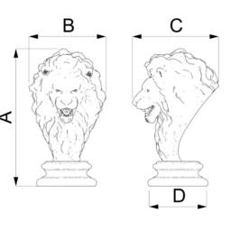 Lion Statue Of Wood, Painted, Wooden Finial, 1Pc, Home Wall Embellishments, Wood Wall Art Decor - thumbnail 2