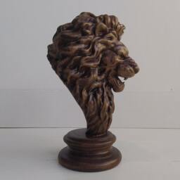 Lion Statue Of Wood, Painted, Wooden Finial, 1Pc, Home Wall Embellishments, Wood Wall Art Decor - thumbnail 3
