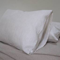 striped Linen Pillowcase Natural Flax With Envelope Closure - thumbnail 2