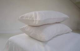 striped Linen Pillowcase Natural Flax With Envelope Closure