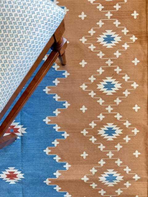 Big Sky Cotton Area Flat Weave Rug. Natural Vegetable Dyed. Indian Dhurrie, Kilim - image 1
