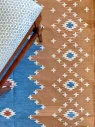 Big Sky Cotton Area Flat Weave Rug. Natural Vegetable Dyed. Indian Dhurrie, Kilim - thumbnail 1