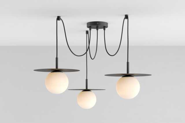 Zoe 3-Port Ceiling Pendant Hanging Light Black Kitchen Island Fixture Disc Lamp Shade - image 1