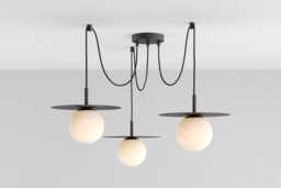 Zoe 3-Port Ceiling Pendant Hanging Light Black Kitchen Island Fixture Disc Lamp Shade - thumbnail 1