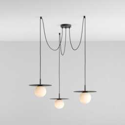 Zoe 3-Port Ceiling Pendant Hanging Light Black Kitchen Island Fixture Disc Lamp Shade - thumbnail 2