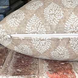 1539. Bagru Beige Linen Block Print, Blend Cushion Cover, Various Sizes - thumbnail 3