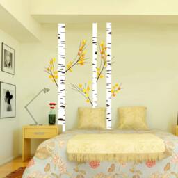 Nursery Birch Tree Wall Decal Forest With Leafs & Branches Vinyl Sticker Removable - 3 Trees 1273 - thumbnail 2