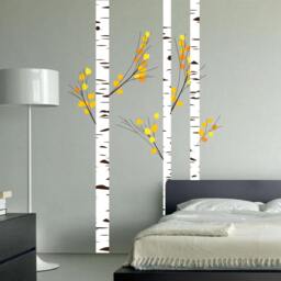 Nursery Birch Tree Wall Decal Forest With Leafs & Branches Vinyl Sticker Removable - 3 Trees 1273