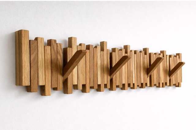 Solid Oak Flip Hook Coat Rack Wall Mounted - Handmade in The UK - image 1