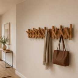 Solid Oak Flip Hook Coat Rack Wall Mounted - Handmade in The UK - thumbnail 2
