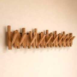 Solid Oak Flip Hook Coat Rack Wall Mounted - Handmade in The UK - thumbnail 3