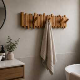 Oak Flip Hook Coat Rack Wall Mounted - Handmade in The UK - thumbnail 2