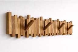 Oak Flip Hook Coat Rack Wall Mounted - Handmade in The UK