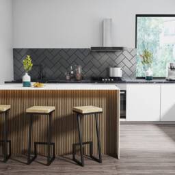 Ulf Wooden Stool, Oak Wood, Different Colors Of Metal Frame, Industrial Bar Kitchen Chair, Handmade - thumbnail 2