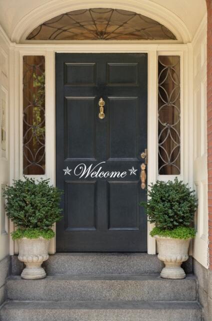Welcome Vinyl Wall Decal- Decal Quote - Front Door With Stars - image 1
