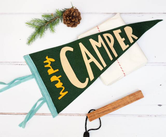 Happy Camper Pennant Flag, Camp Decor, Kids Room Wall Art - image 1