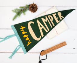 Happy Camper Pennant Flag, Camp Decor, Kids Room Wall Art